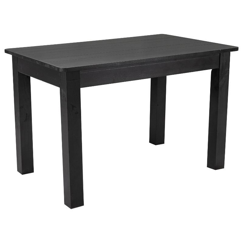 Black Rectangular Solid Pine Farmhouse Dining Table