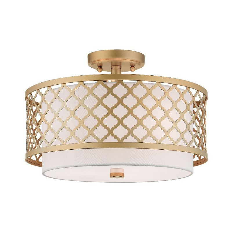 Soft Gold Drum Semi-Flush Mount Ceiling Light