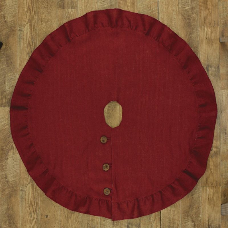 Red Jute Burlap Tree Skirt with Button Clasps, 24"