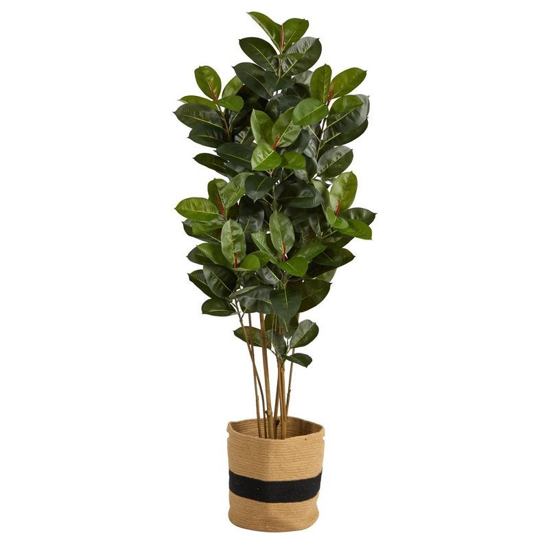 Lush 72" Silk Oak Artificial Tree in Cotton Planter, UV Resistant