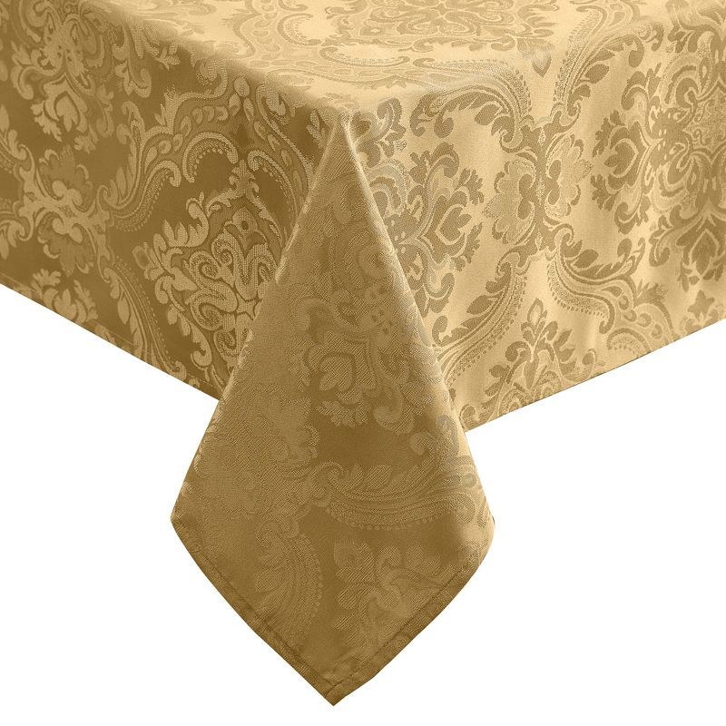 Gold Jacquard Damask Stain Resistant Square Tablecloth