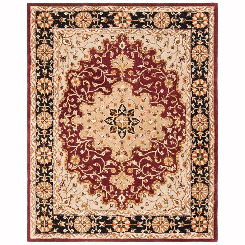 Hand-Tufted Red and Black Wool 6' x 9' Area Rug