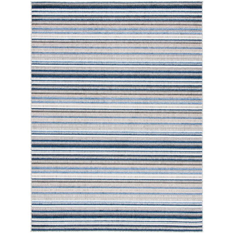 Grey/Blue Geometric Easy-Care Synthetic Area Rug, 5'3" x 7'7"