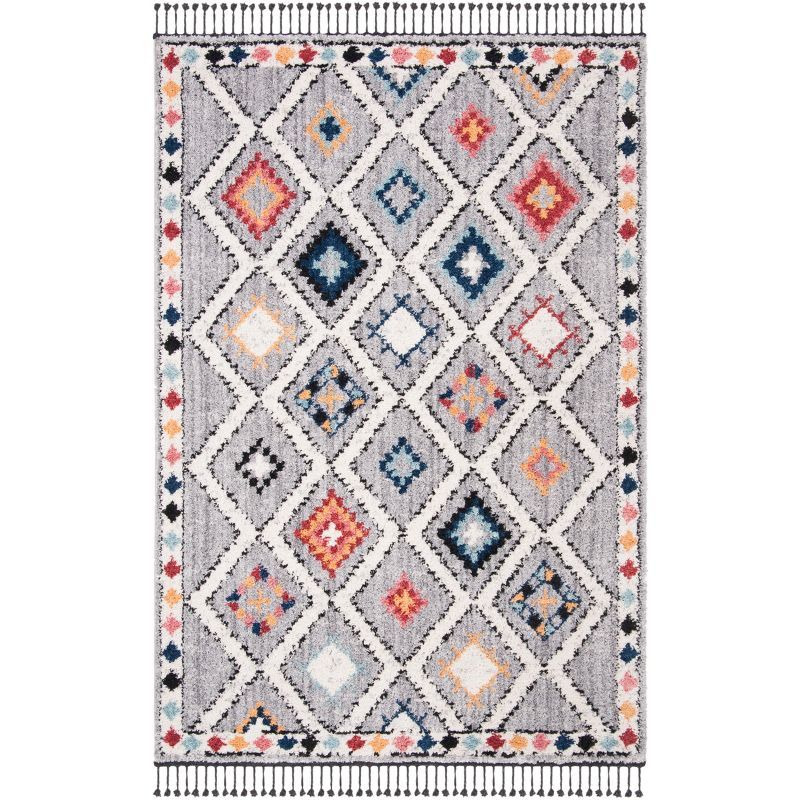 Gray Diamond Pattern Synthetic 6' x 9' Area Rug