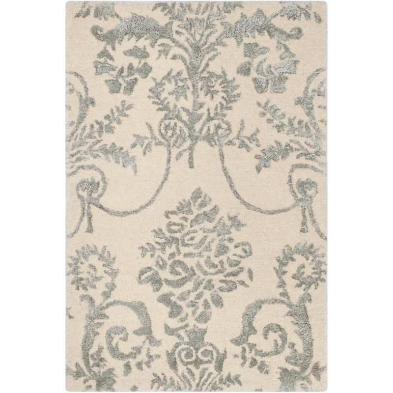 Ivory and Grey Hand-Tufted Wool Rectangular Accent Rug