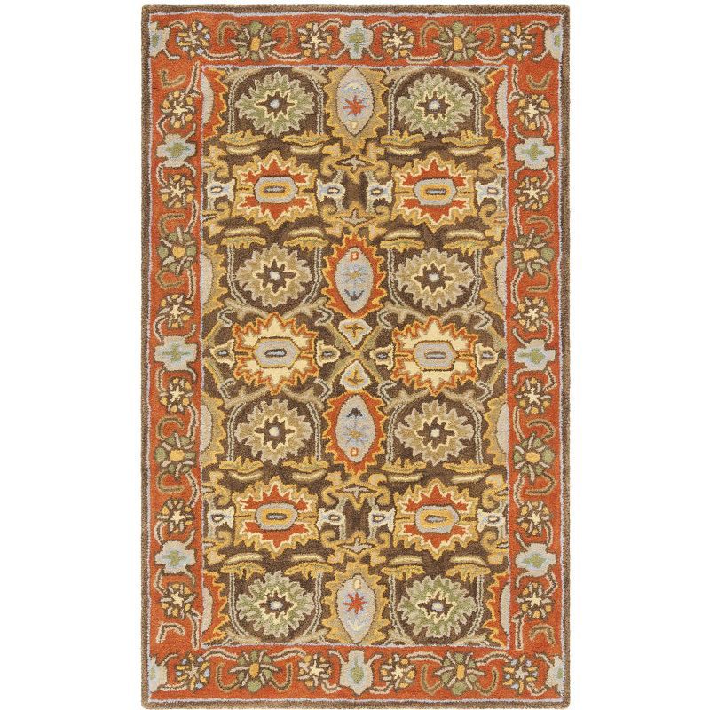 Chocolate and Tangerine Hand-Tufted Wool Area Rug, 3' x 5'