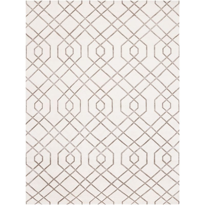 Ivory Hand-Knotted Wool Geometric 8' x 10' Area Rug