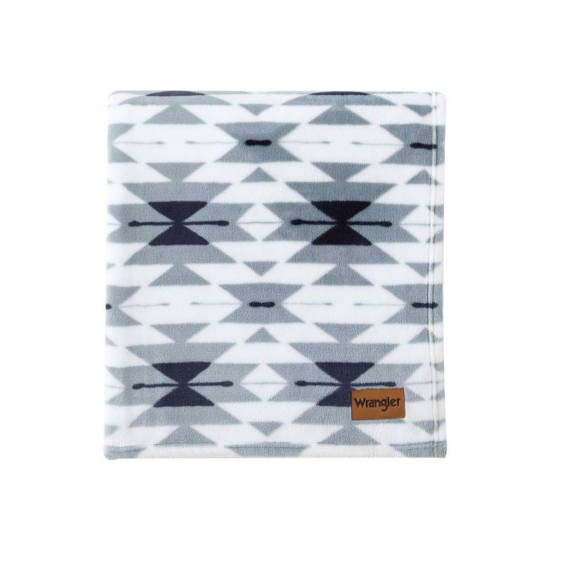 50" x 70" Geometric Gray Fleece Reversible Throw Blanket