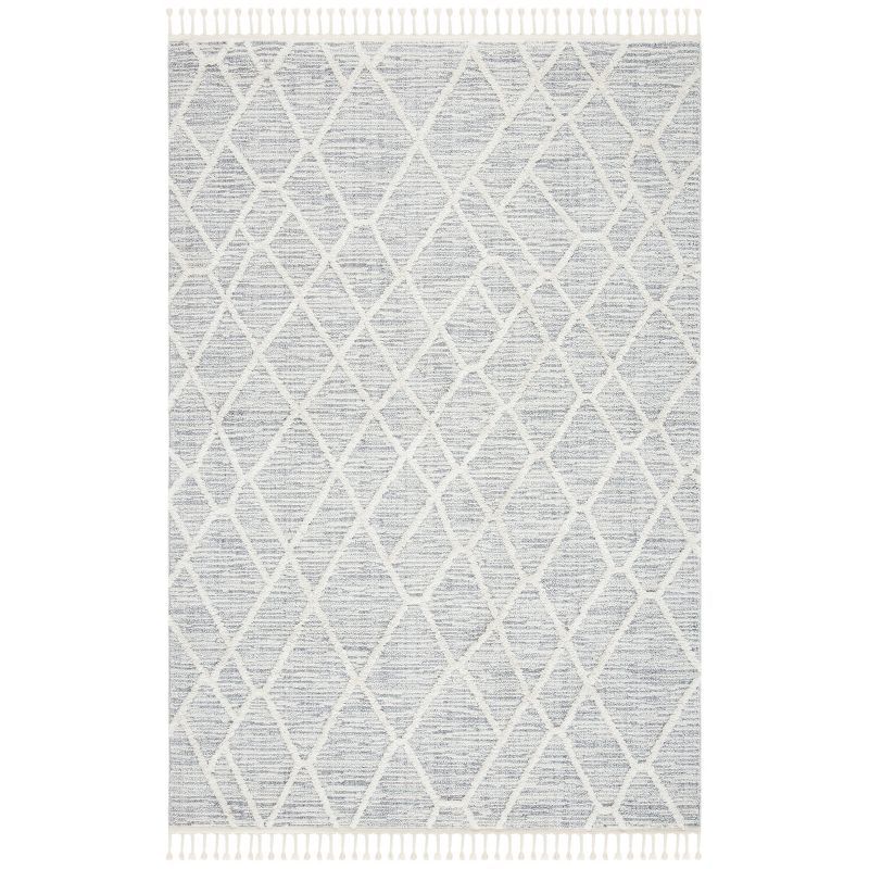 Handmade Gray Diamond Wool and Synthetic Rug, 5'3" x 7'6"