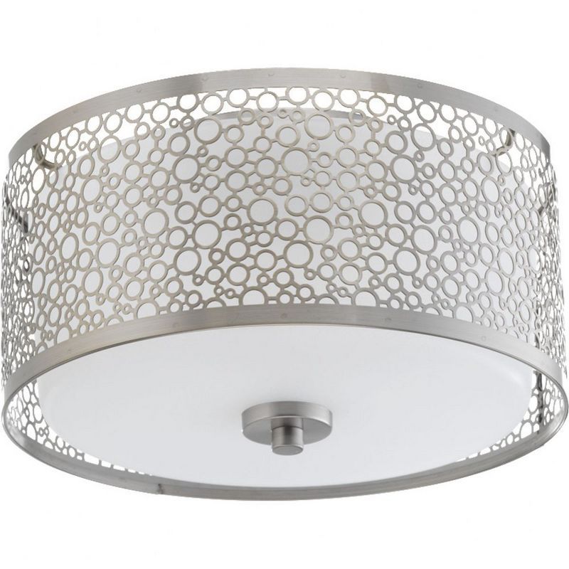 Brushed Nickel LED Flush Mount with Etched Parchment Glass Shade