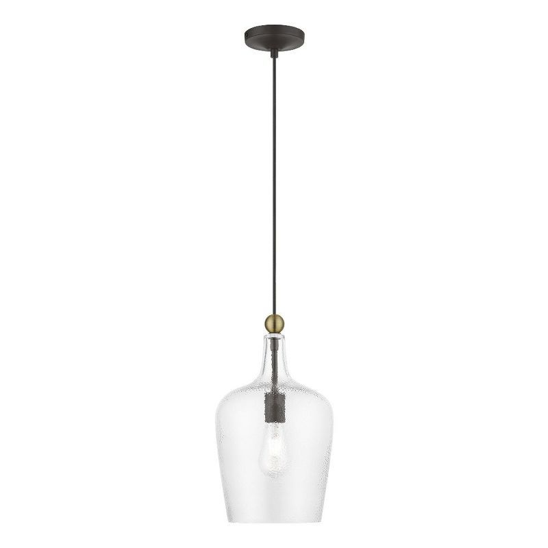 Avery Transitional Bronze Antique Brass Clear Glass Pendant Light