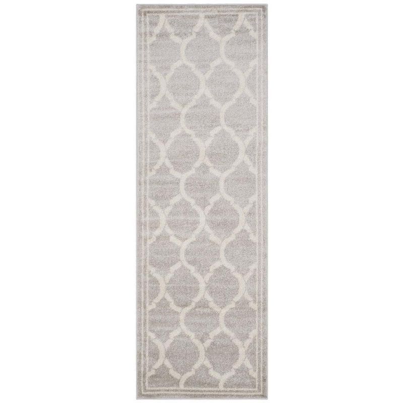 Reversible Gray Trellis 27" Easy-Care Synthetic Runner Rug