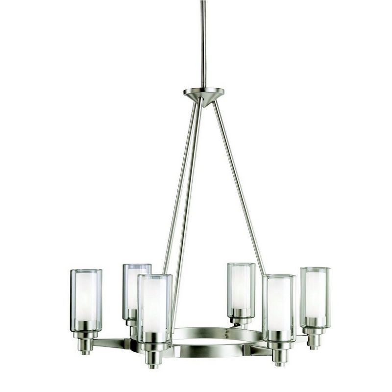 Mini Distressed Bronze 33.5" Contemporary 6-Light Chandelier