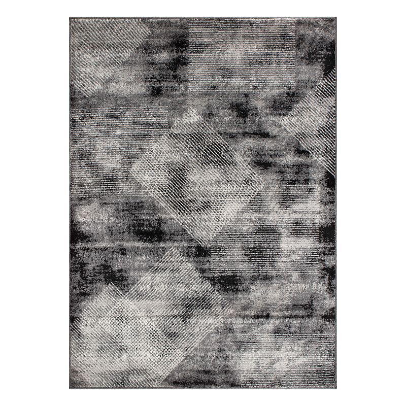 Gray Geometric 5' x 7' Synthetic Area Rug