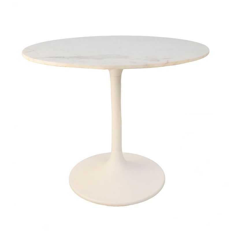 Enzo 36" White Marble Top Pedestal Dining Table