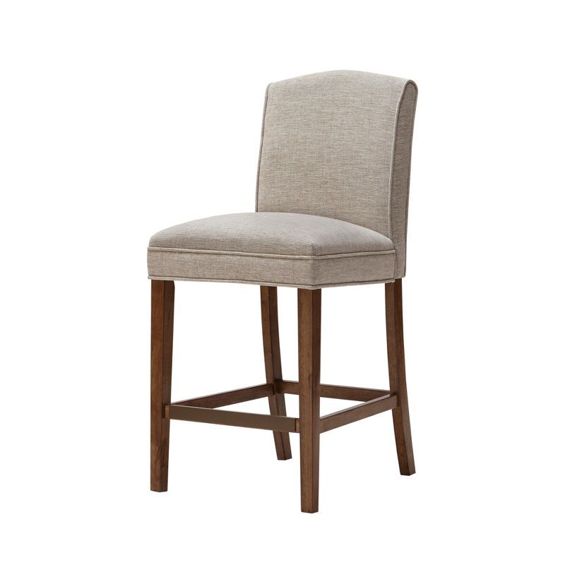 Elegant Cream Upholstered Counter Stool with Birch Wood Legs