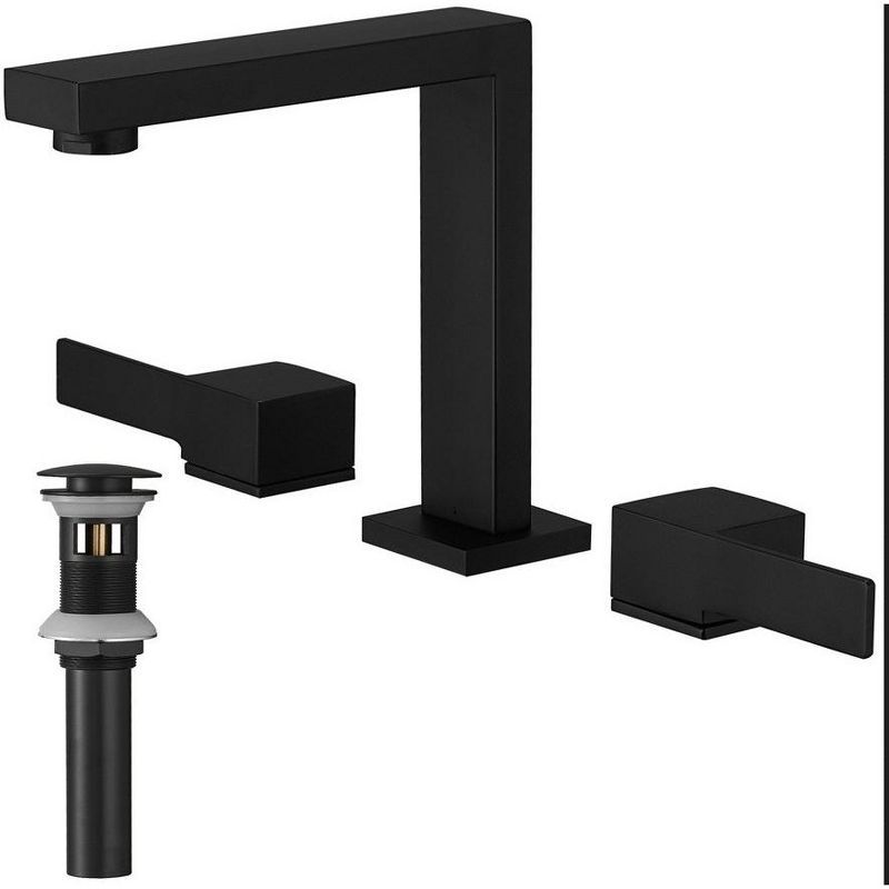 Matte Black Widespread Double Handle Bathroom Faucet with Drain Kit