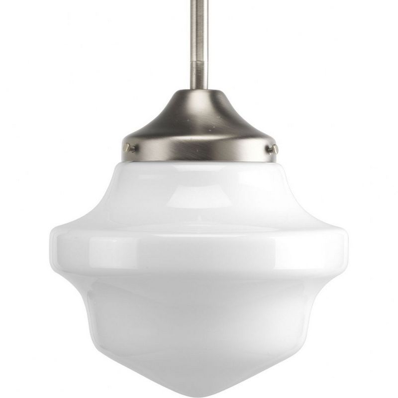 Brushed Nickel Mini Pendant with White Opal Glass Shade