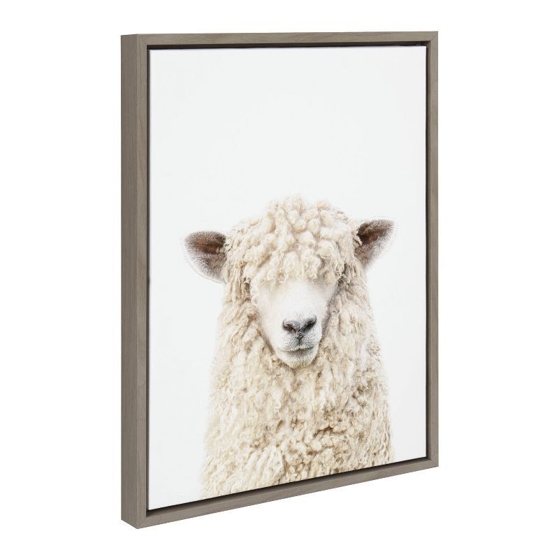 Sylvie Sheep Bangs Portrait Canvas with Gray Frame