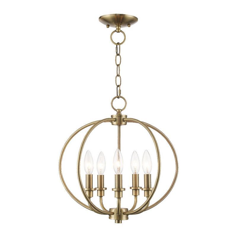 Antique Brass Mini Orb Chandelier with Candle Lights