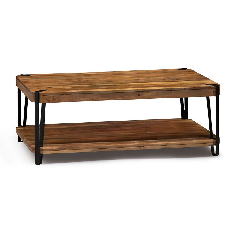 Ryegate Live Edge Natural Acacia Wood and Metal Rectangular Coffee Table