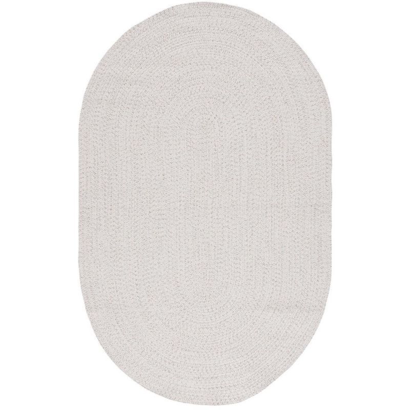 Handwoven Ivory Oval Braided Reversible Synthetic Rug