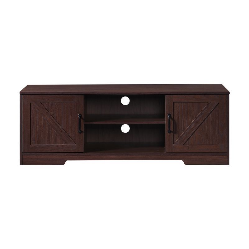 Walnut 59" Farmhouse TV Stand with Sliding Barn Doors