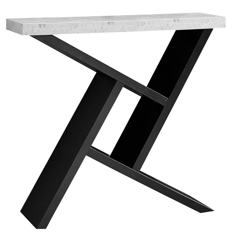 Modern Black and Gray Stone Console Table with Storage