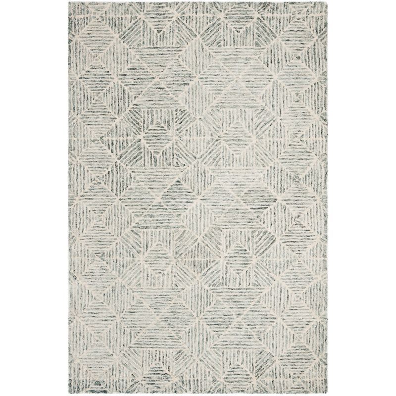 Lush Abstract Light Green Hand-Tufted Wool Area Rug 4' x 6'