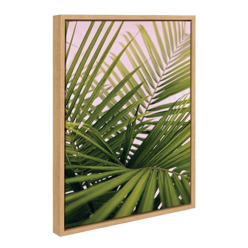 Natural Beach Palm Frond Canvas Wall Art in Wooden Frame