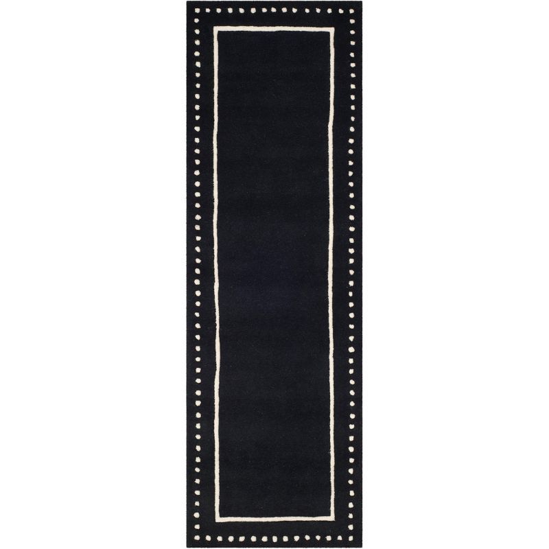 Hand-Tufted Black and Ivory Wool Runner Rug