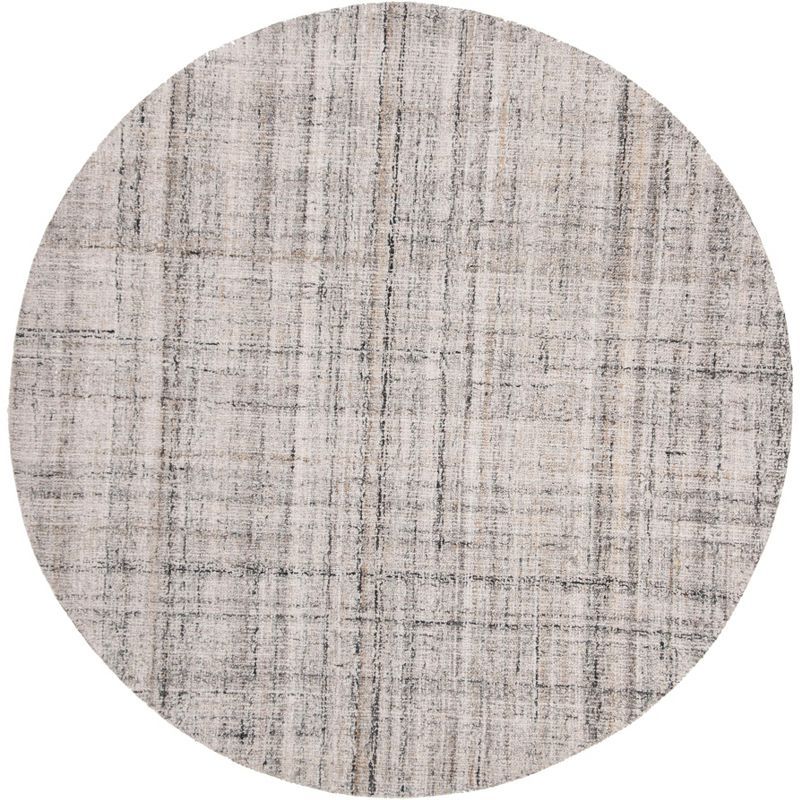 Handmade Abstract Camel & Black Wool Round Area Rug - 6' x 6'