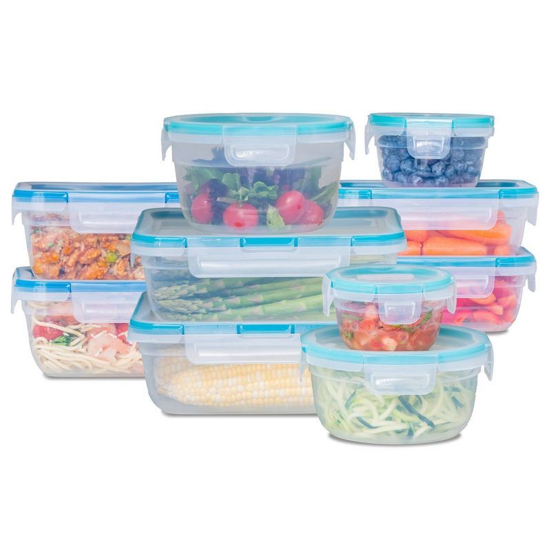 20-Piece Green Plastic Food Storage Container Set with Lockable Lids