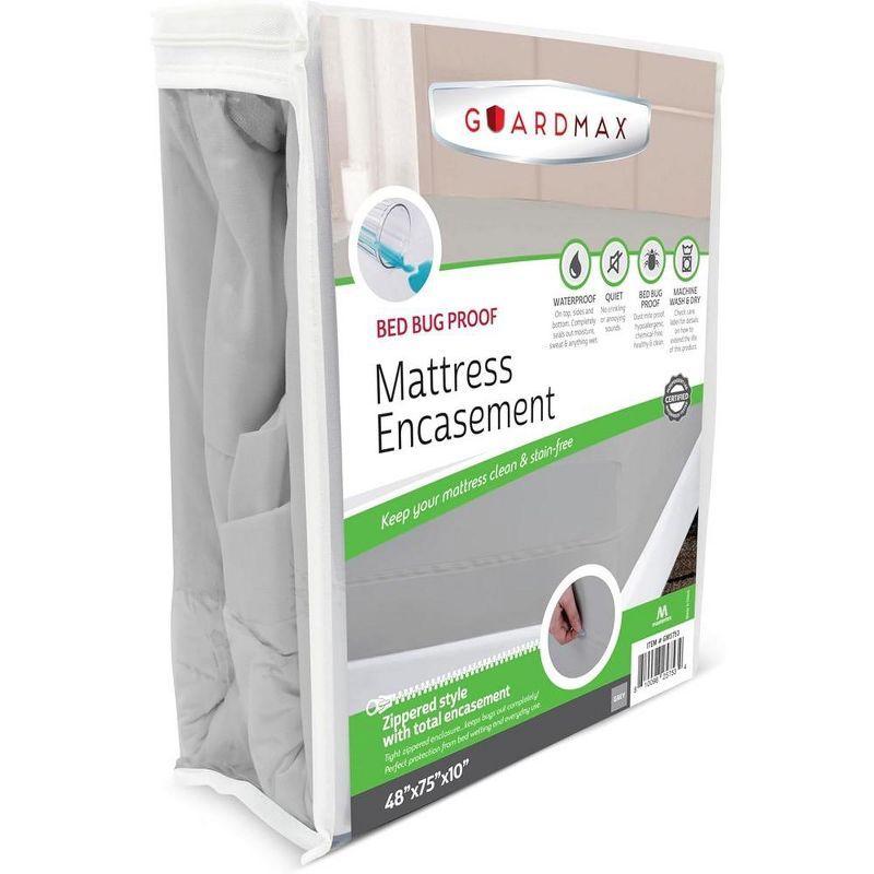 Guardmax Twin Gray Waterproof Zippered Mattress Encasement