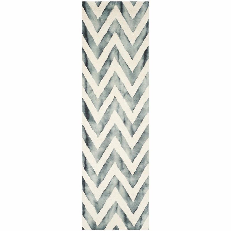 Elegant Ivory and Grey Hand-Tufted Wool Runner Rug, 2'3" x 12'