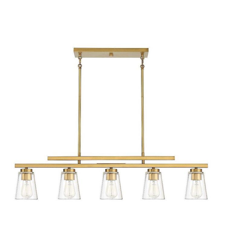 Calhoun Warm Brass Linear Chandelier with Clear Glass Shades