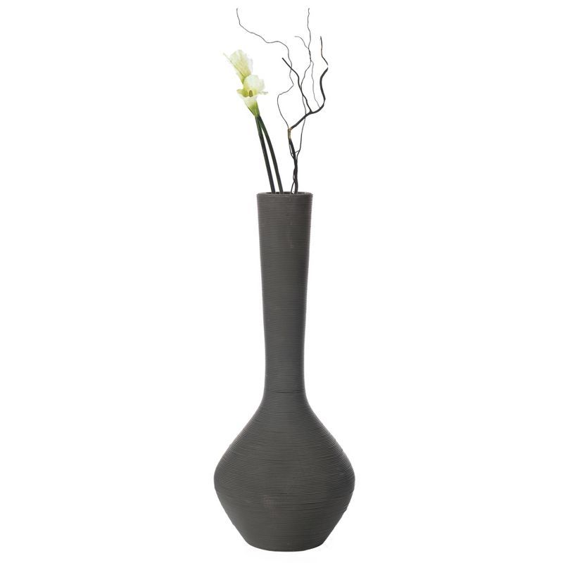 Charcoal Gray Twisted Cord Accent Plastic Floor Vase