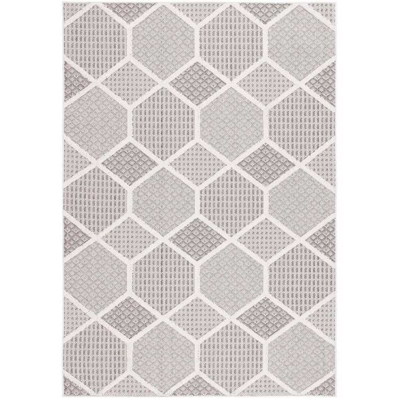 Gray Geometric 8' x 10' Stain-Resistant Synthetic Area Rug