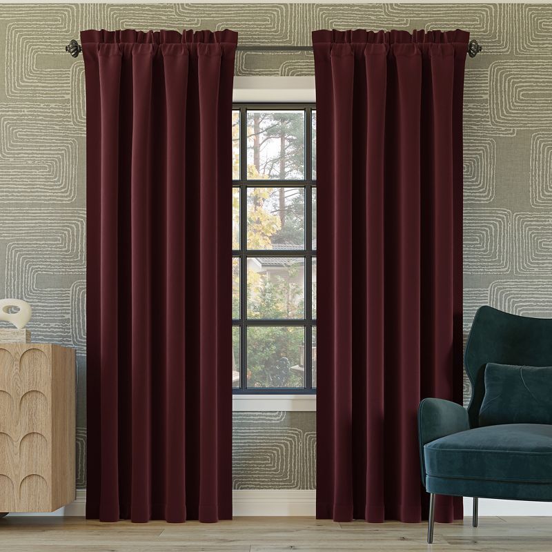 Wine Red 63" Blackout Rod Pocket Curtain Panel