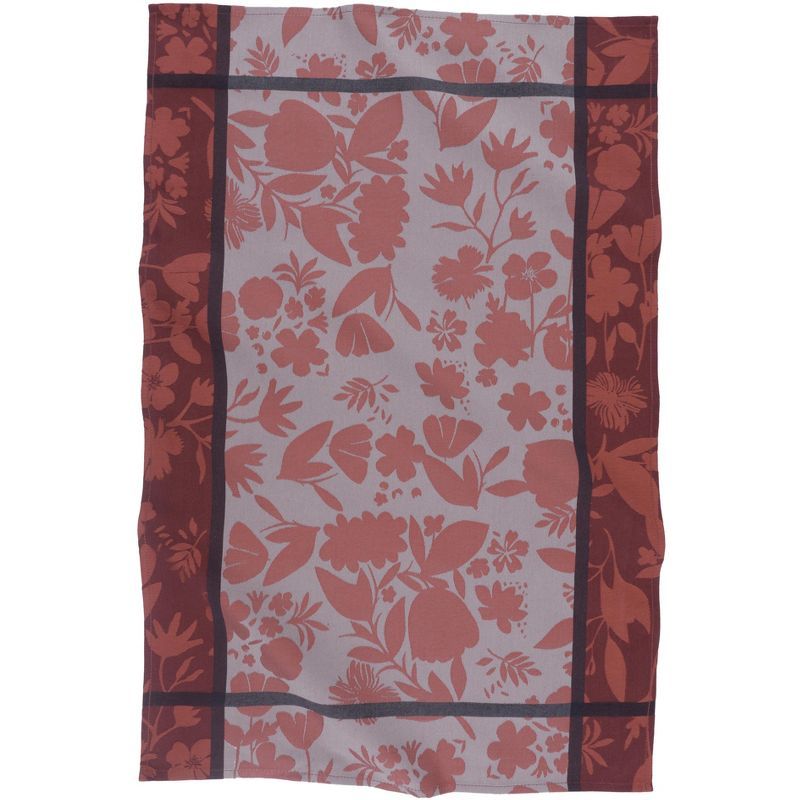 Set of 2 Pink Floral Cotton Jacquard Kitchen Towels