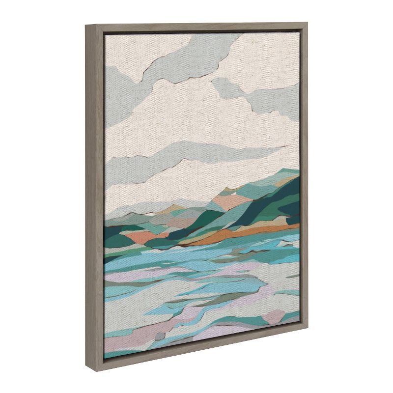 Gray and Multicolor Abstract Landscape Canvas Print, 18" x 24"