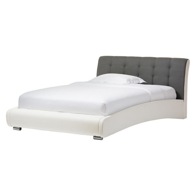 Elegant Curved Two-Tone Queen Platform Bed with Tufted Upholstery