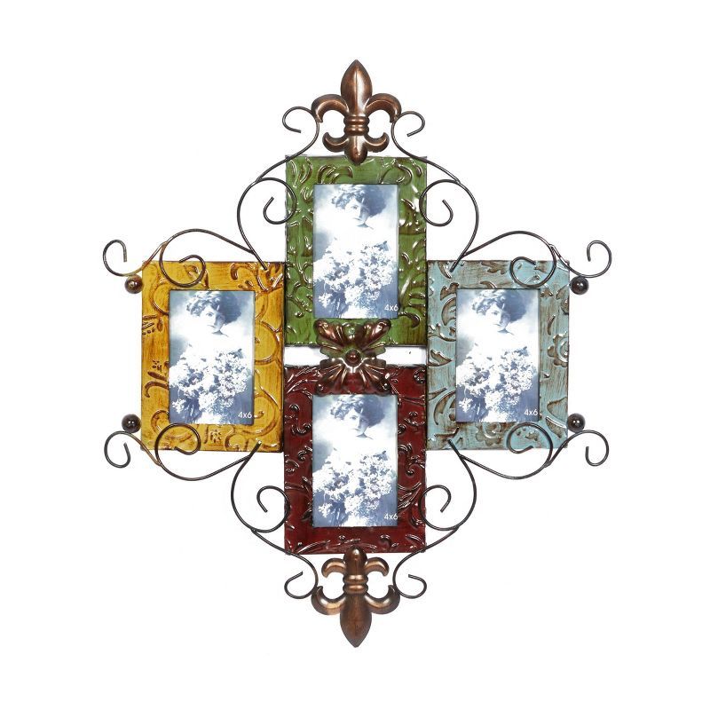 Multi-Colored Iron Scroll Wall Photo Frame with Floral Motif