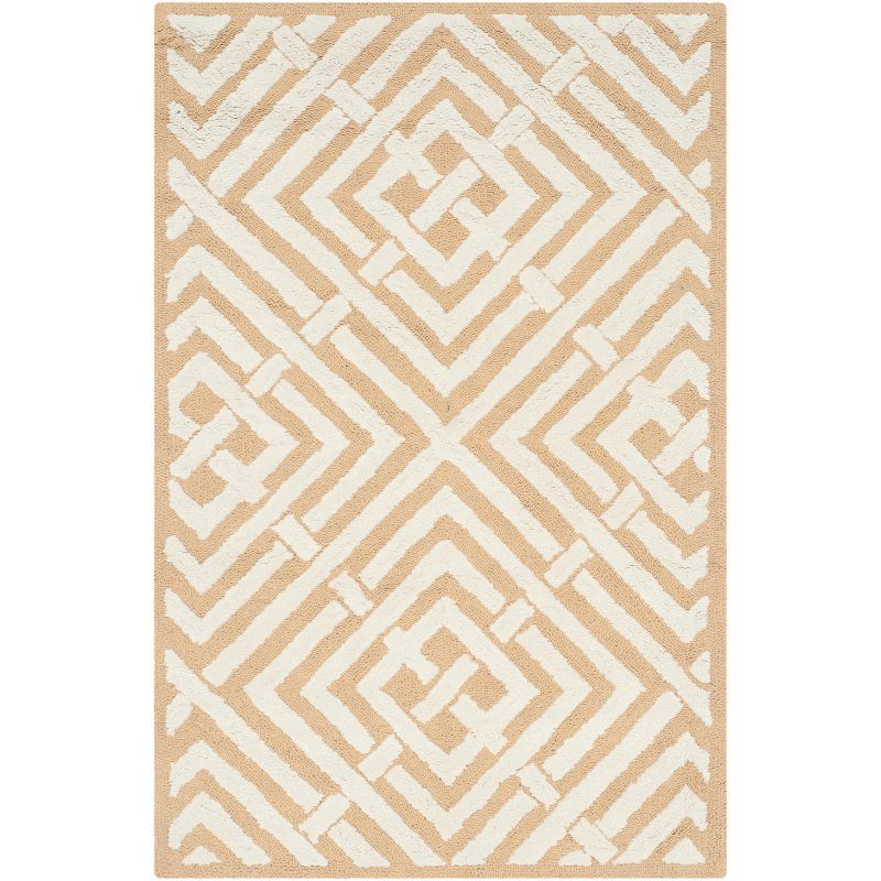 Newport Beige and Ivory Hand-Tufted Geometric Cotton Rug