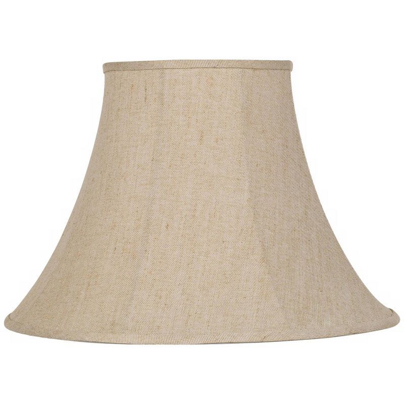 Beige Linen Large Bell Lamp Shade with Harp and Finial