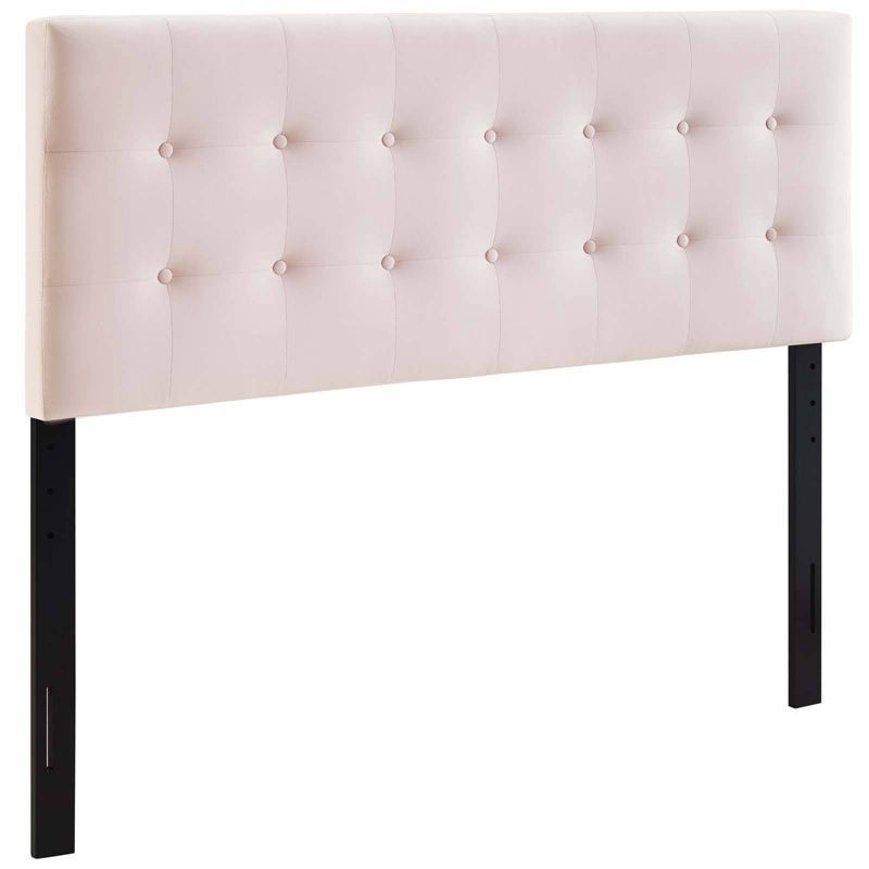 Pink Velvet Tufted Queen Headboard with Button Detailing