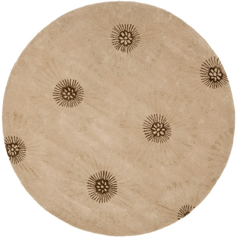 Ivory Round Handmade Tufted Wool and Viscose Rug, 6' Diameter