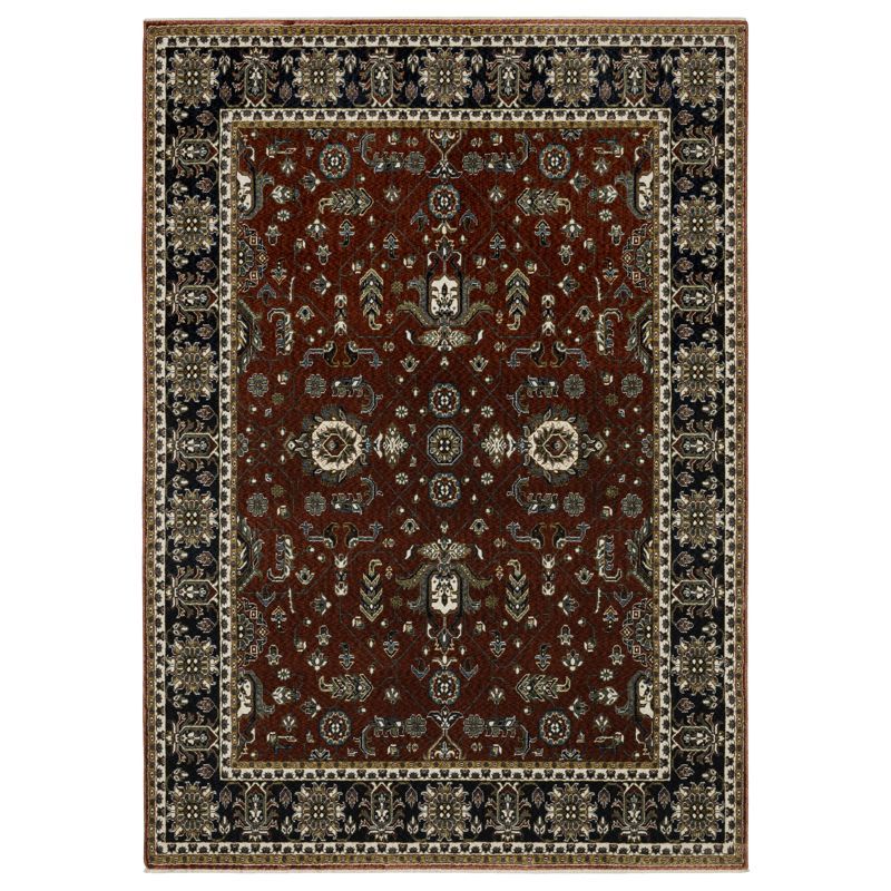 Vivian Red and Navy Synthetic Persian Area Rug 3'10" x 5'5"