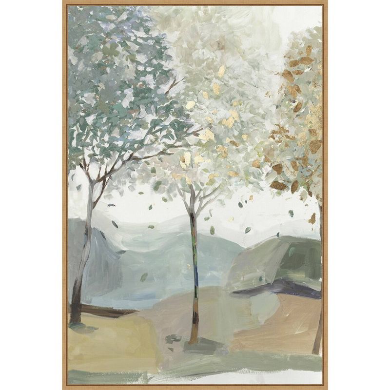 Breezy Landscape Trees III Canvas Print with Maple Frame