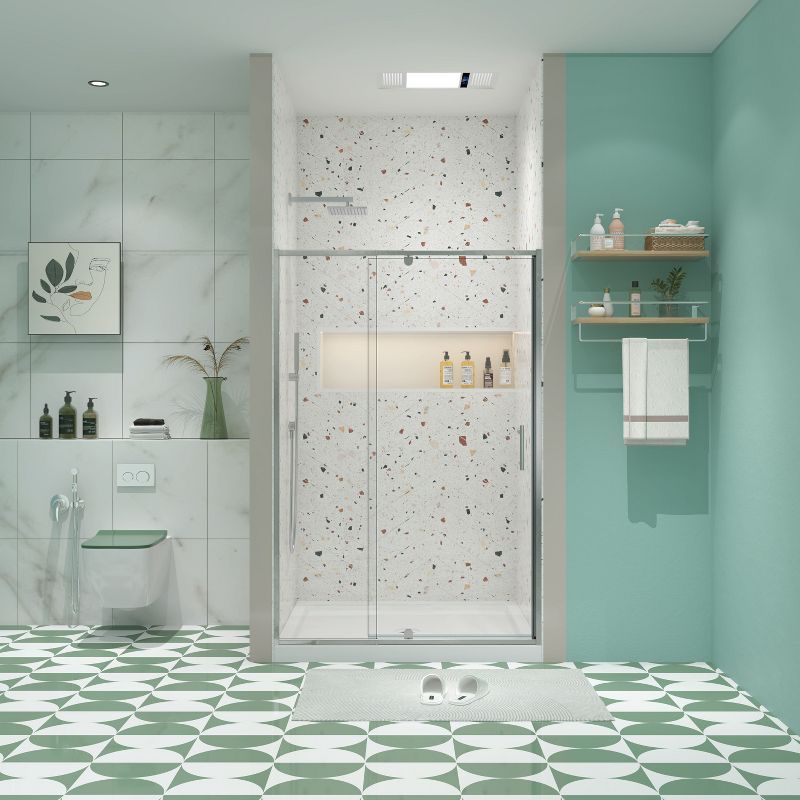 Chrome 48"x71" Pivot Swing Glass Shower Door with Tempered Glass